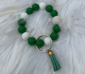 Green and White Wristlet