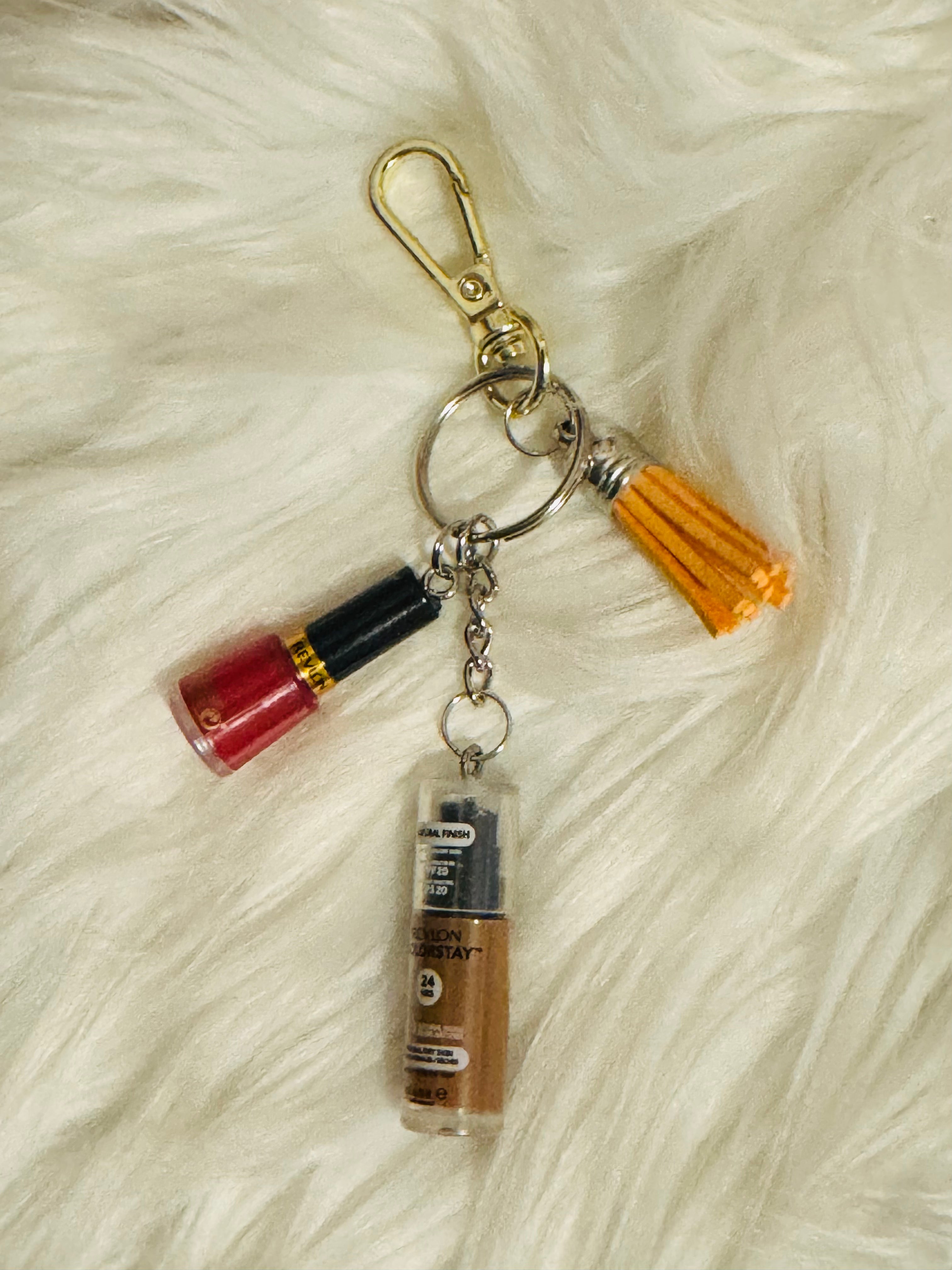 Mini brand makeup keychain