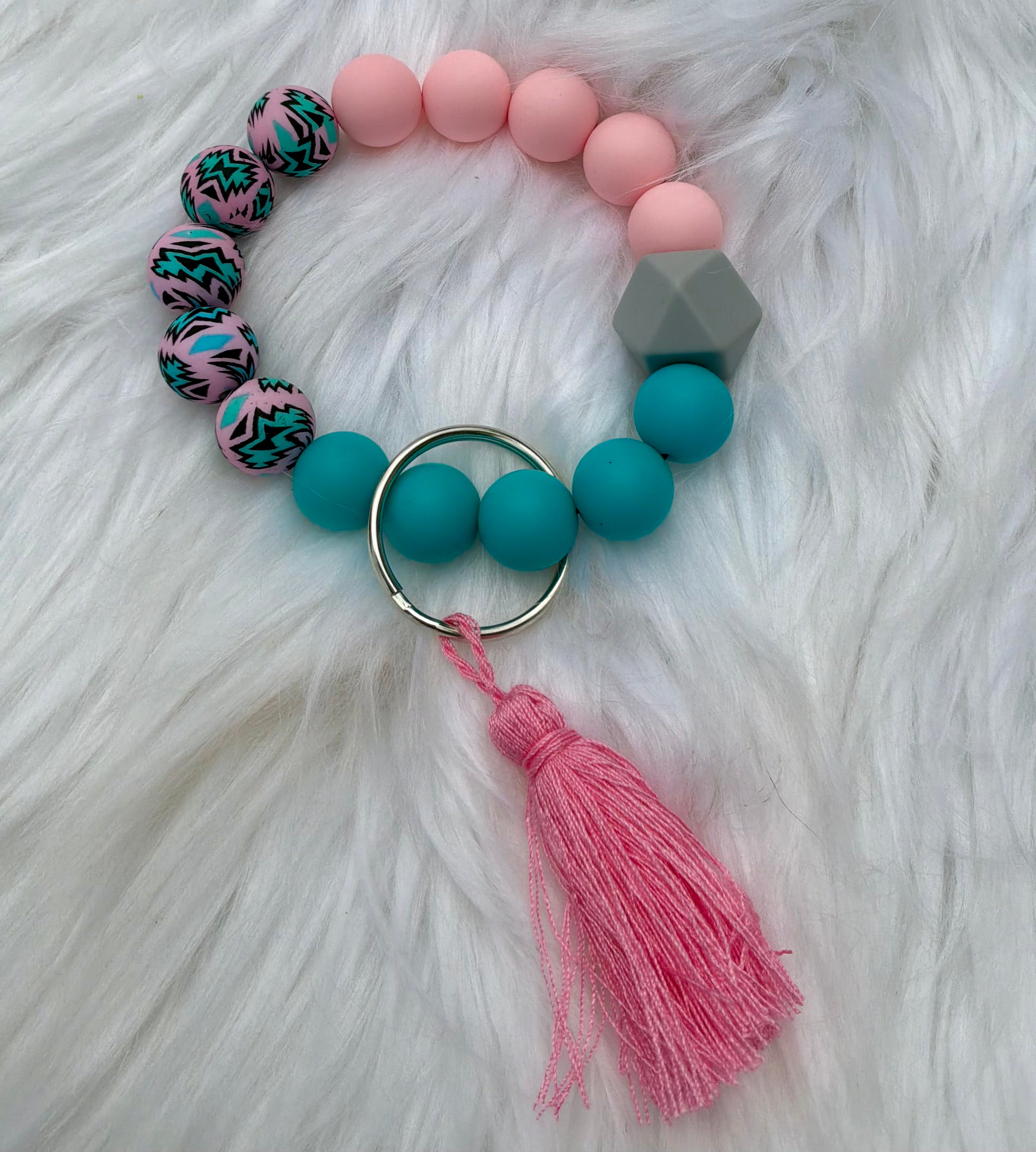 Light Pink and Teal Wristlet
