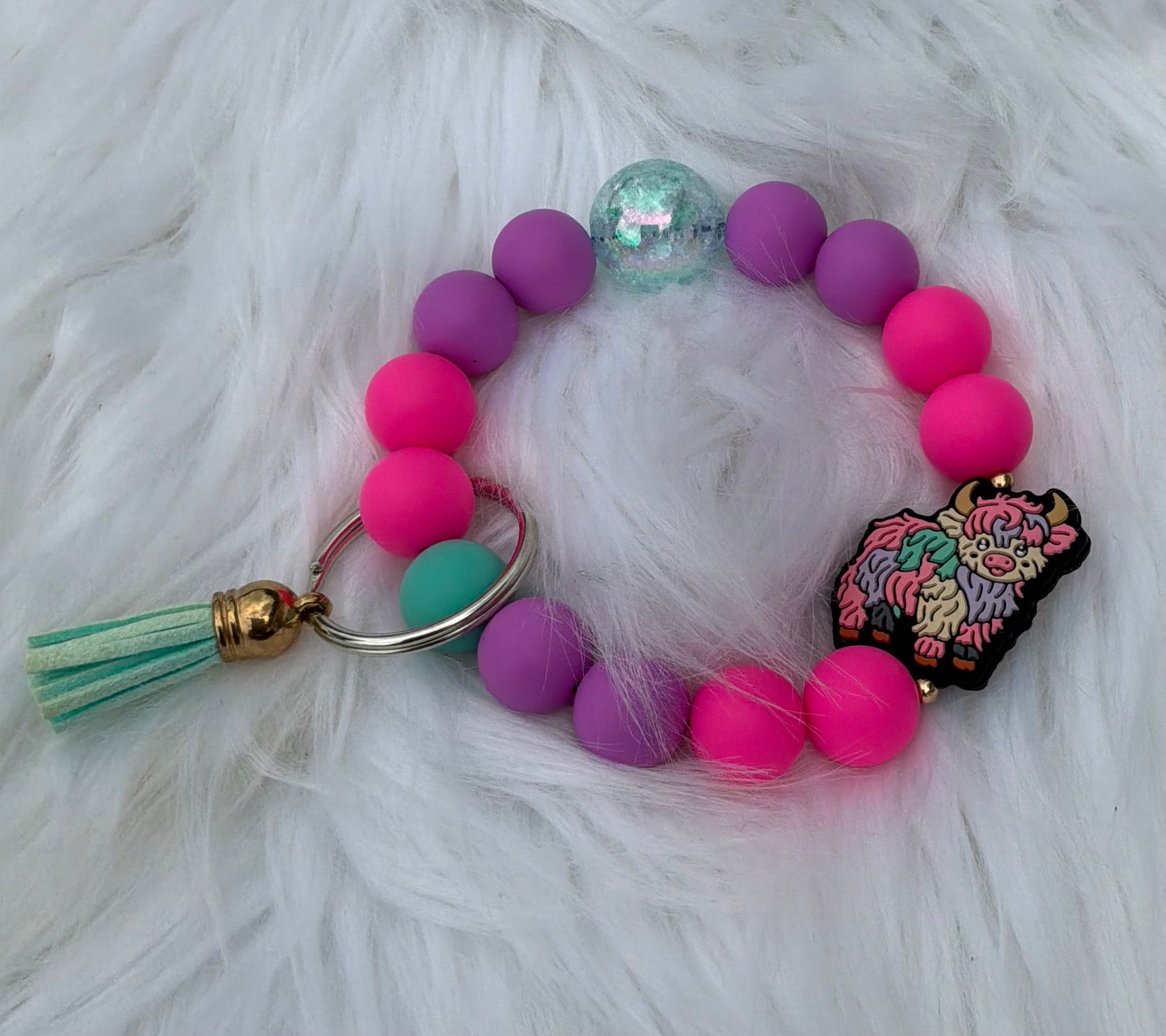 Colorful Cow Wristlet