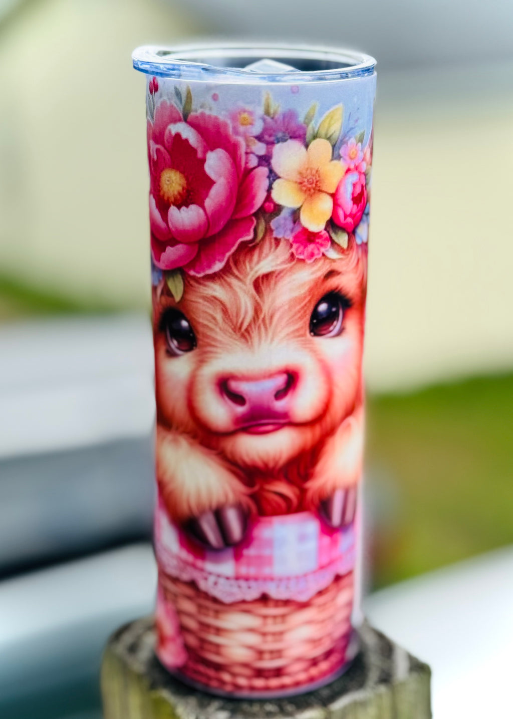 20oz Tumbler with charm- Highland Cow