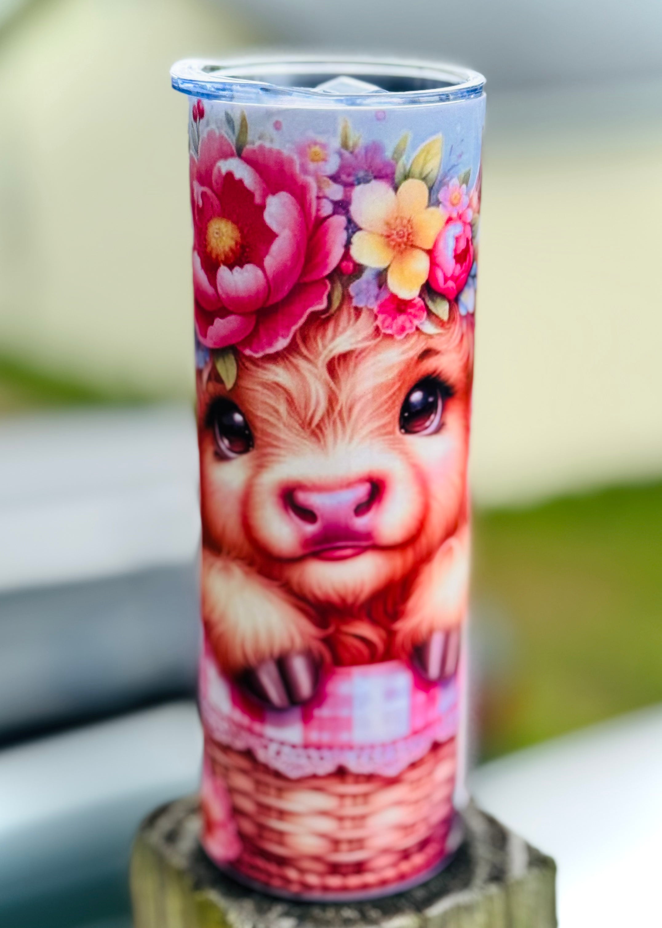 20oz Tumbler with charm- Highland Cow