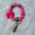 Pink and Grey Bow Wristlet