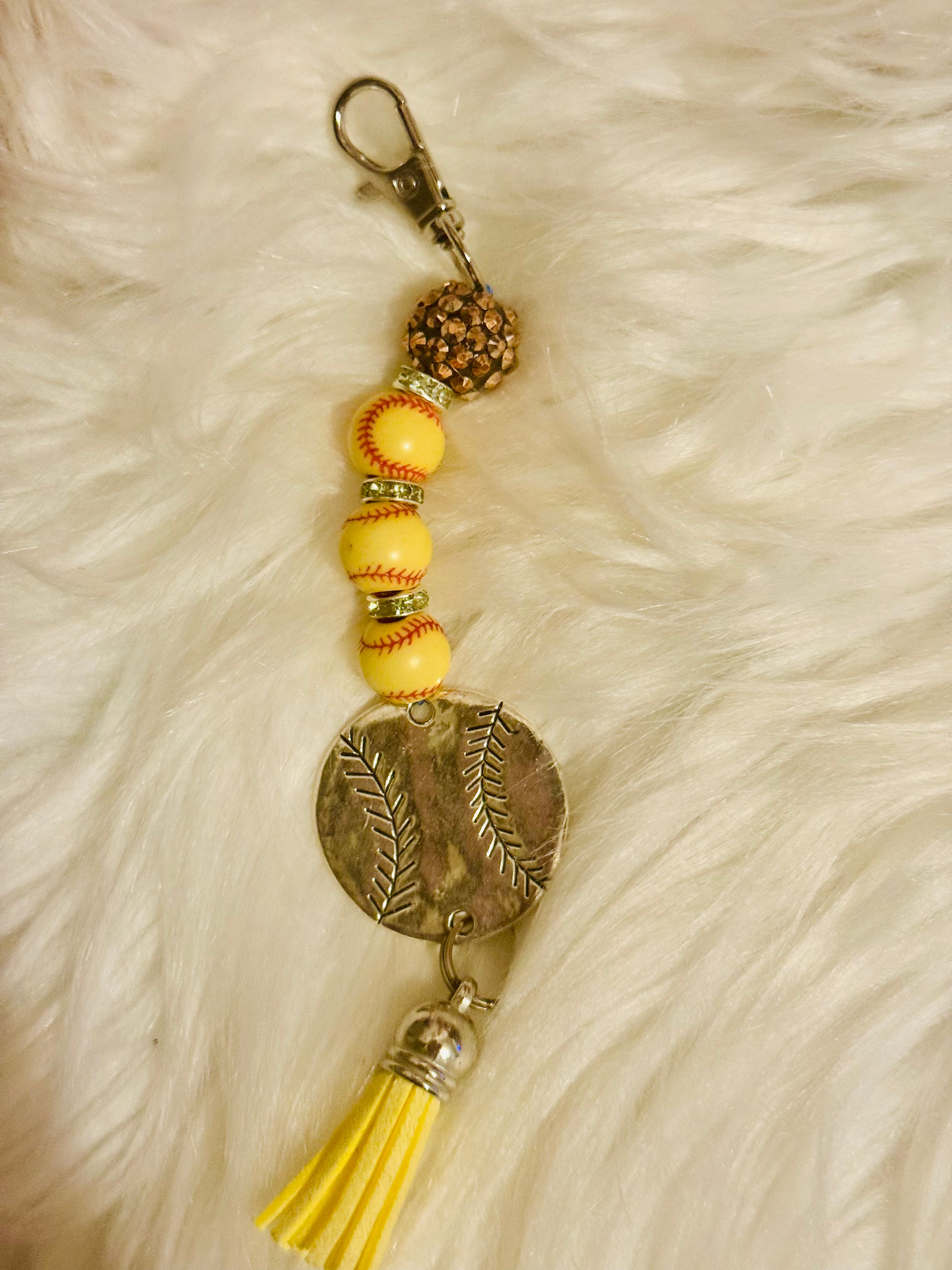 Softball bag charm Keychain