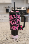 40oz Bows and Black Bedazzled Tumbler