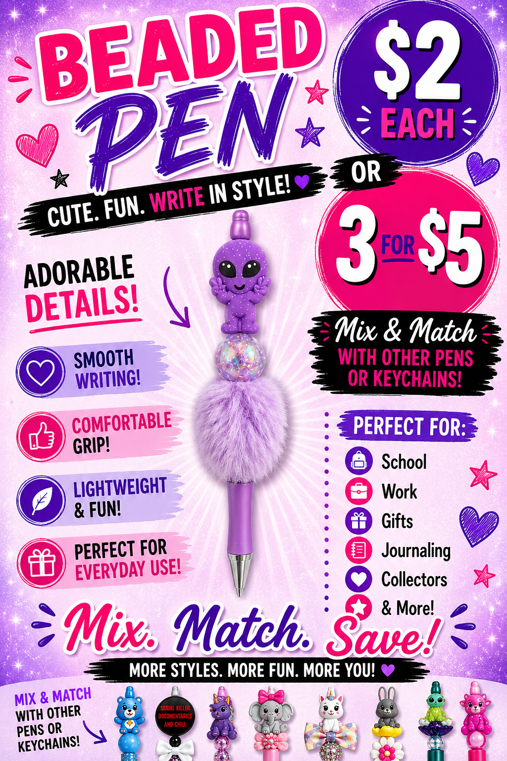 Purple alien fluffy  -Pen