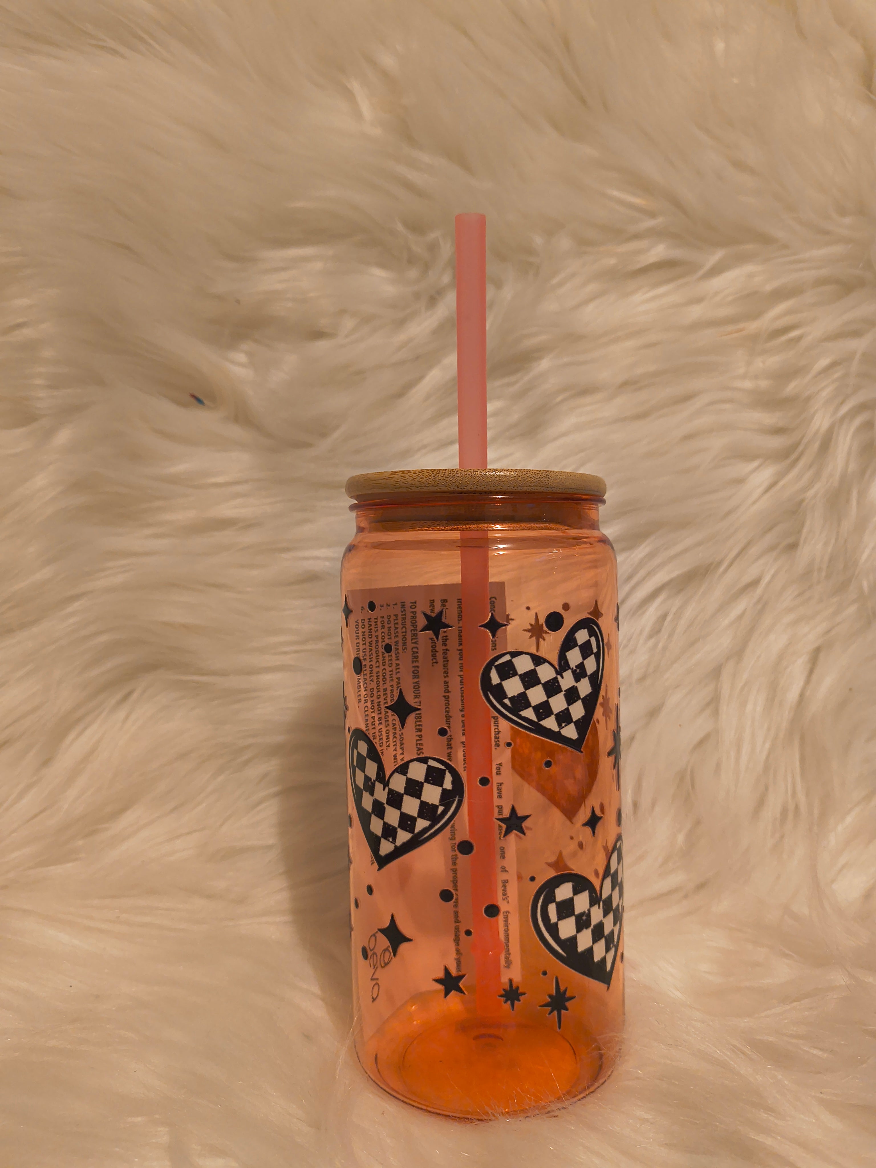Checkered heart -PLASTIC 21oz