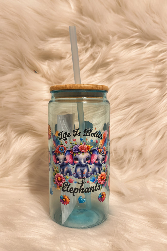 Life is better with Elephants- PLASTIC 21oz