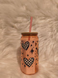 Checkered heart -PLASTIC 21oz